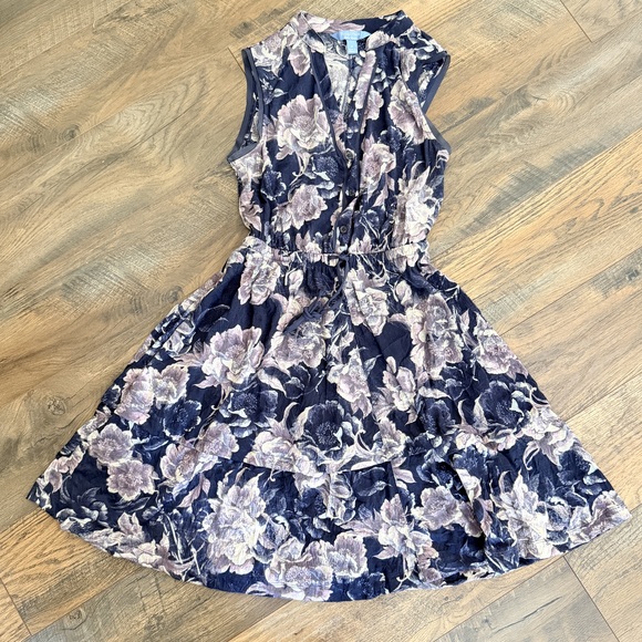 Simply vera Dark floral sleeveless summer flared dress dark cottagecore flirty - Picture 6 of 9